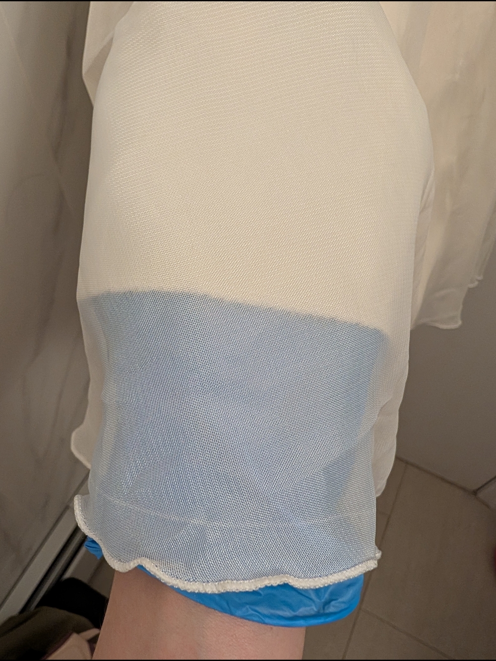 Ivory Chiffon Cocktail Dress with Satin Waistband - Picture 6 of 9